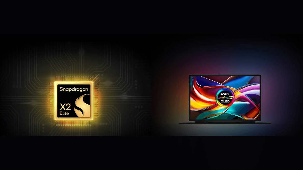 A 0.79 kg Snapdragon Windows tablet with OLED at its core 3 Graphic with glowing Snapdragon X2 Elite chip and colourful Lumina Pro OLED display on ASUS ProArt PZ14, launch ready.