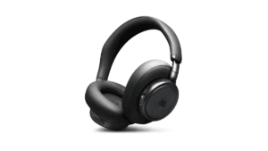 Black over-ear headphones with large plush cushions and metallic hinges on a white backdrop, displaying the Live design.