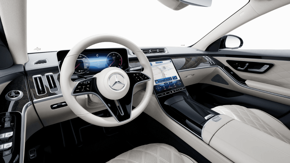 The first plug-in hybrid Mercedes S-Class reaches India 2 Interior view of the Mercedes-Benz S-Class cockpit featuring the MBUX Superscreen and digital instrument cluster setup.