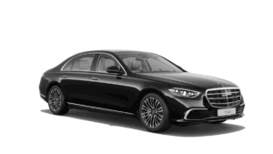 Black Mercedes-Benz S-Class sedan against a white background, highlighting the new plug-in hybrid design for the India mar...