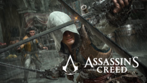 Hooded warrior parrying with dual swords in the rain with a soldier behind him, showcasing remake gameplay.