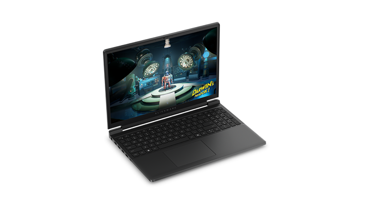 Dell prices the new Alienware 15 from ₹115,990 in India 2 Black gaming laptop viewed from an elevated right angle showing side connectivity ports on a white backdrop.