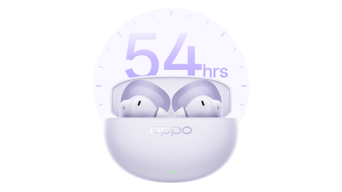 This budget audio upgrade finally fixes bad call clarity 2 Lavender purple earbuds resting inside an open charging case positioned in front of a white circular clock graphic.