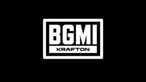 White BGMI lettering above Krafton text inside a white rectangular border on a black background graphic.