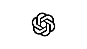 A black pinwheel logo centered on a white background representing the ChatGPT platform logo.
