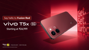 A vibrant Fusion Red finish joins the vivo T5x 5G smartphone lineup