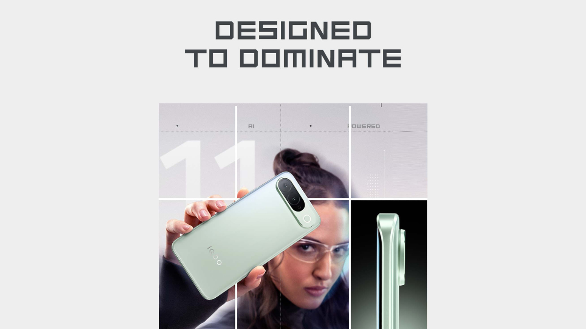 Upper Mid-Range iQOO Z11 Launches in India at Rs 34,999 2 Hand holding green phone on left and side profile showing camera bump on right smartphone.