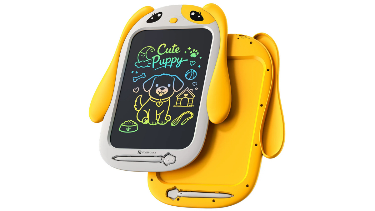 Digital drawing pads for children hit the market starting at Rs 499 2 Yellow puppy themed screen with floppy ear handles beside matching yellow back case gadget.