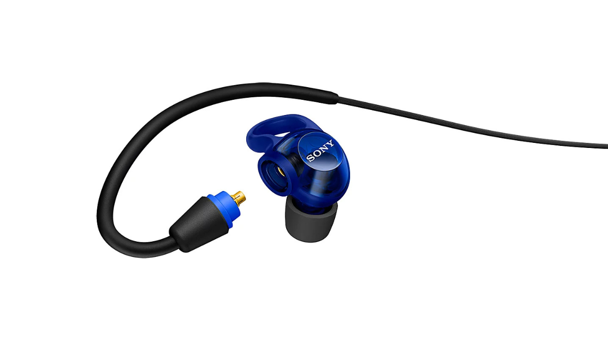 Stage-ready wired in-ear monitors land in India with 5mm drivers 1 Detached black ear hook cable next to a blue translucent in-ear monitor earpiece on white background studio.