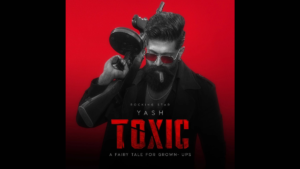 Bearded man in sunglasses smoking a cigar, holding a gun on his shoulder, Toxic text on a red background poster.