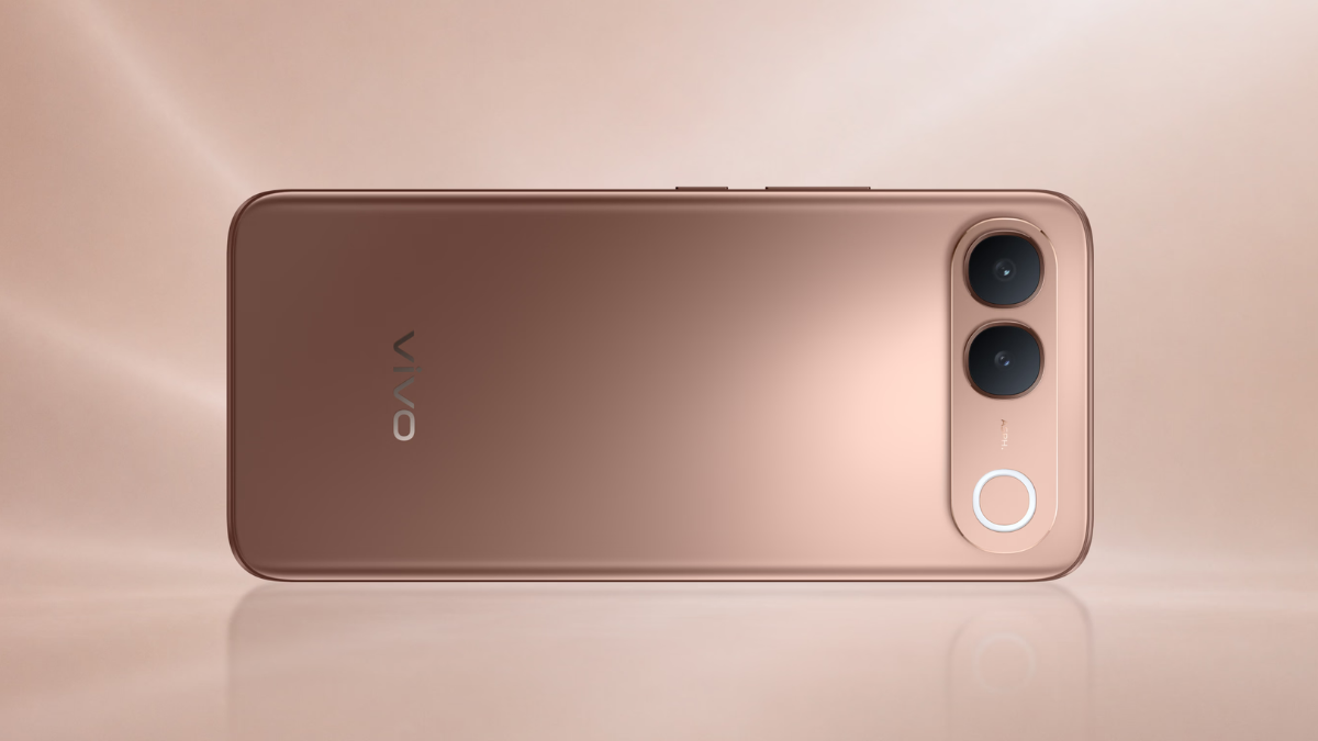 A 7050 mAh battery powers the new vivo S2 in India 1 Metallic Regal Bronze back panel lying flat with dual rear camera sensors and circular flash ring.