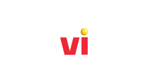 Red letter v, red letter i, yellow three-dimensional sphere at top right, white background Vodafone Idea logo.